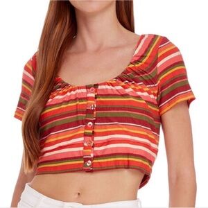 NWT BCBGeneration Women's Multicolored Striped Cropped Top - size s